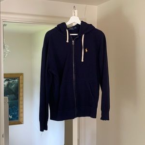 Navy Polo Cotton-Blend-Fleece Hoodie